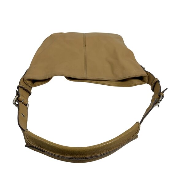 TIGNANELLO Camel Tan Leather Zipper Magnetic Closure Hobo Saddle Shoulder Bag - Picture 9 of 14